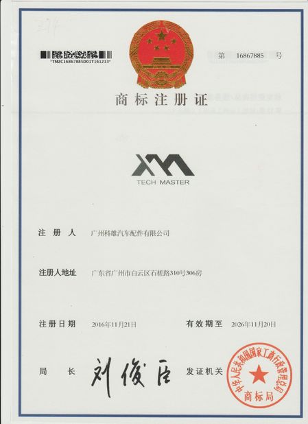 China Guangzhou Tech master auto parts co.ltd zertifizierungen