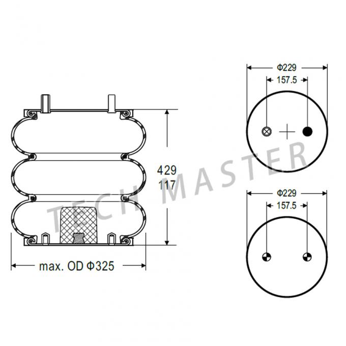 Firestone W01-358-8018, gewundene Gummiluft-Frühlinge Contitech FT330-29 434